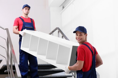 Business equipment and office furniture prepared for relocation