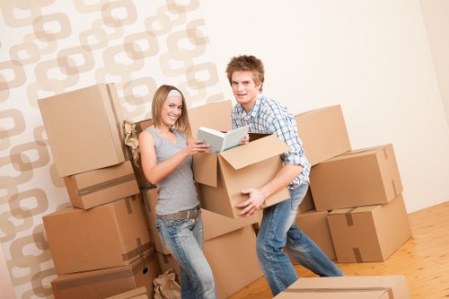 Packed boxes and furniture ready for transport in a Wandsworth home move